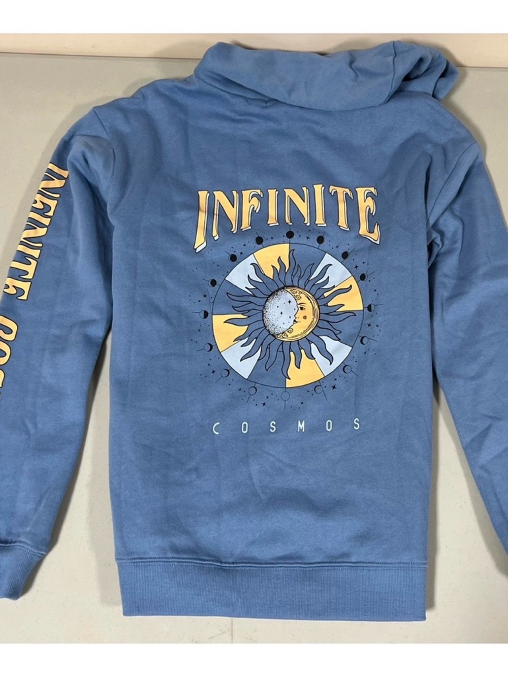 Blue ‘Infinite Cosmos’ Sun Moon Graphic Zipper Sweater Sweatshirt Hoodie XS 🌙✨
